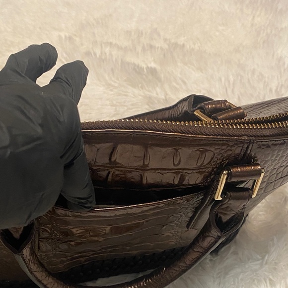 Brahmin Metallic Brown Duxbury Crocodile Satchel - Picture 5 of 11